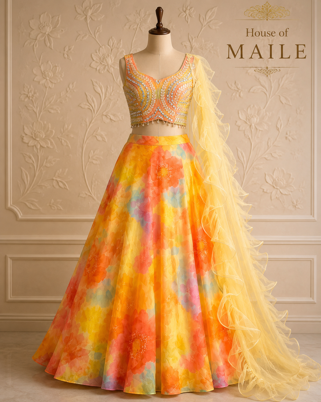 House of Maile Floral Ready-to-Wear Lehenga Set